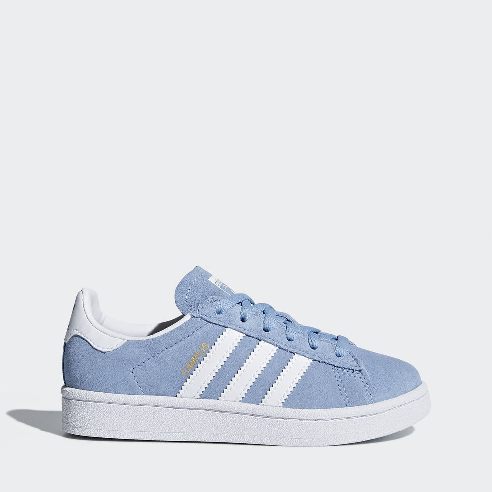 Adidas Campus - Originals για αγορια - Γκρι Μπλε/Ασπρα/Ασπρα,Μέγεθος: EU 27 – 39 1/3 (748NZSOH)